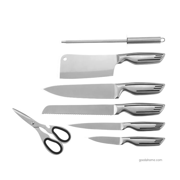 Набор из 8 кухонных ножей с полой ручкой и акриловым блоком
