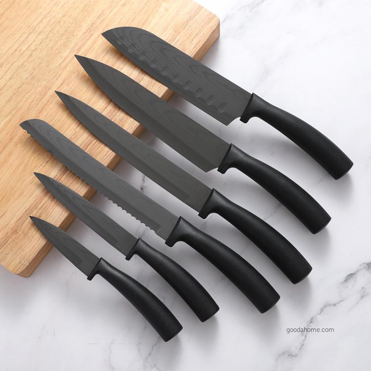 Набор кухонных ножей из 8 предметов с алмазным тиснением